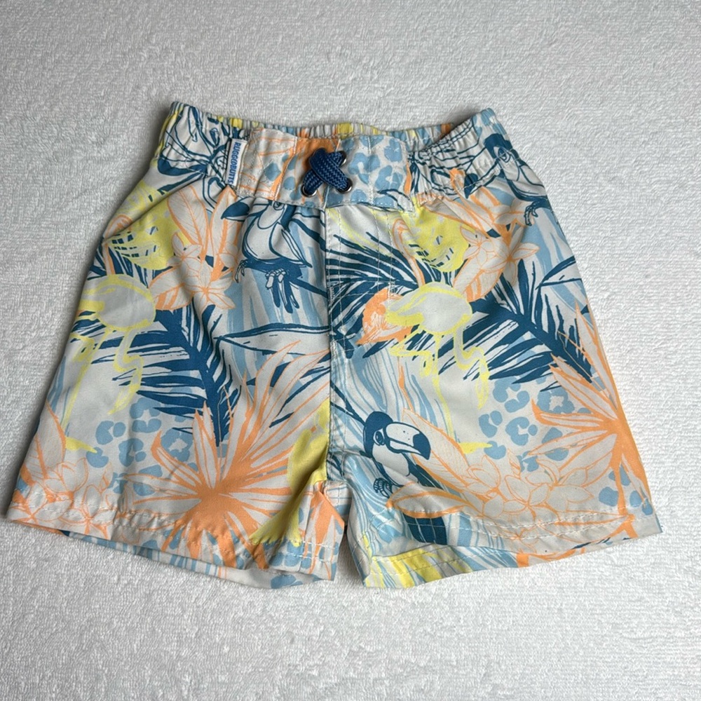 Rufflebutts swim trunks tropical print
